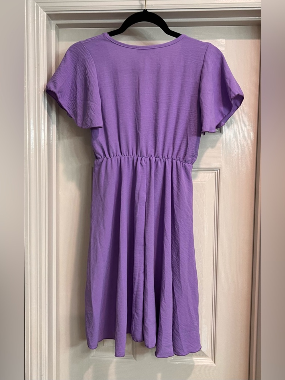 See You Monday Purple Dress V-Neck Tie Front Knee Length Size L - Picture 5 of 5